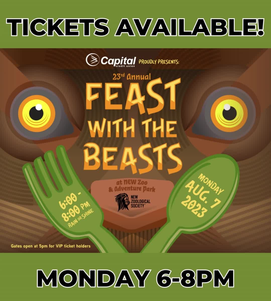 Tickets Available for Monday Night's Feast with the Beasts Zoo Guide